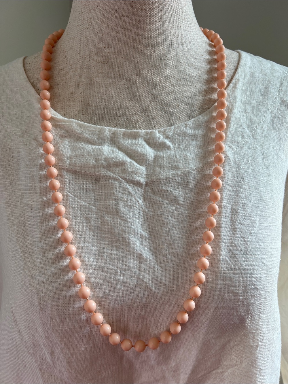 Classic Peach Bead 15” Necklace - Elegant Women's Jewelry